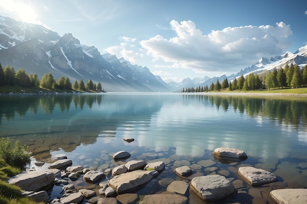 La tranquillité au bord du lac de montagne