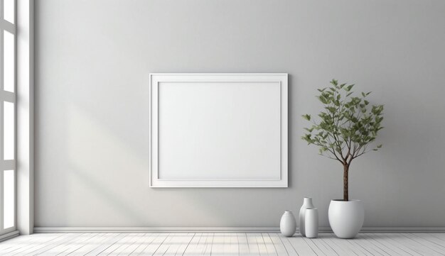 Tranquillité naturelle Sérénité minimaliste avec cadre blanc et accents verts