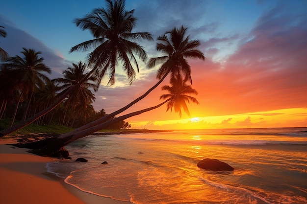 Tranquillité tropicale Belle plage avec des cocotiers