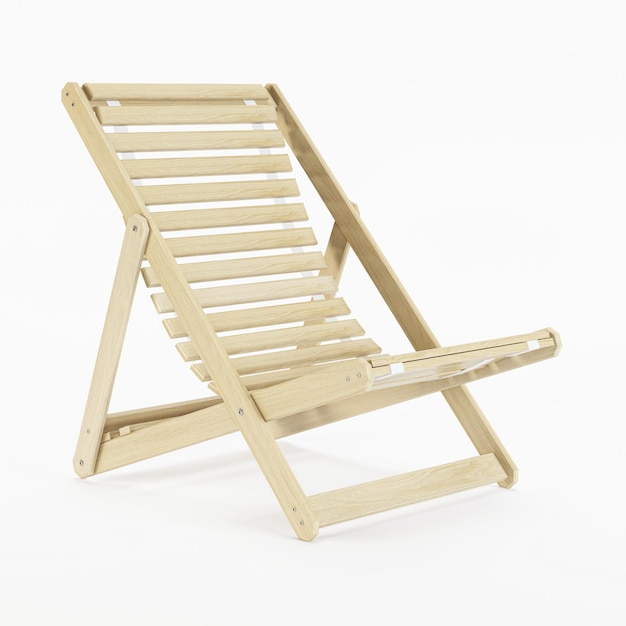 Transat sur fond blanc. Chaise longue. rendu 3D.