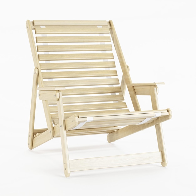 Transat sur fond blanc. Chaise longue. rendu 3D.