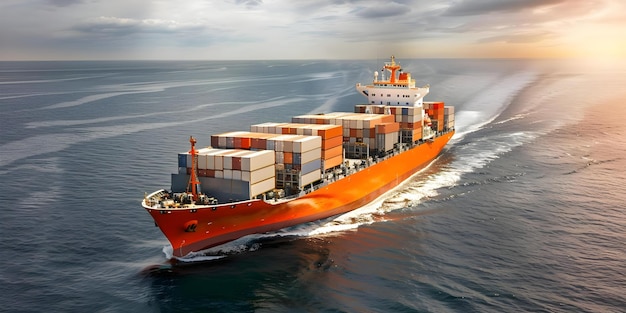 Photo le transfert de cargaison entre navires pour le transport international concept de fret expédition de fret logistique internationale transport maritime dédouanement