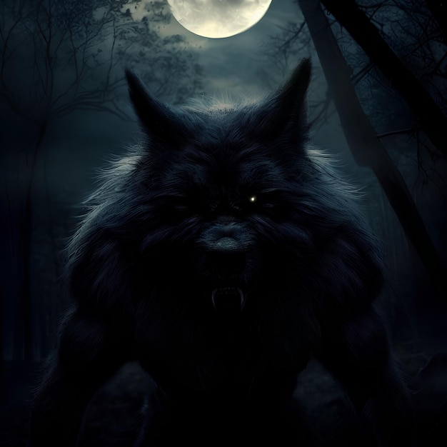 Transformation En Loupgarou Mythique Et Légendaire à La Pleine Lune Photo Premium