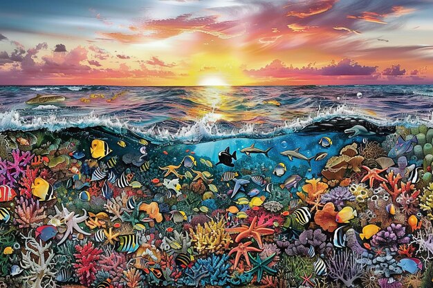 Transformation des marées Art d'affiche dynamique de la journée mondiale des océans