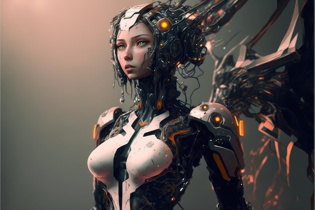 Transformer la beauté cyborg avec une fille humanoïde