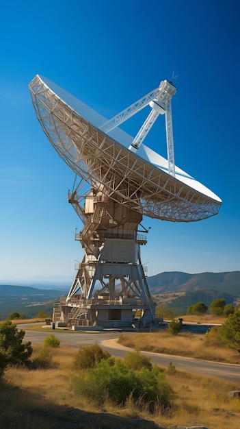 transmission de données par antenne satellite, un radiotélescope, un radar militaire et un observatoire de recherche cosmologiquexA