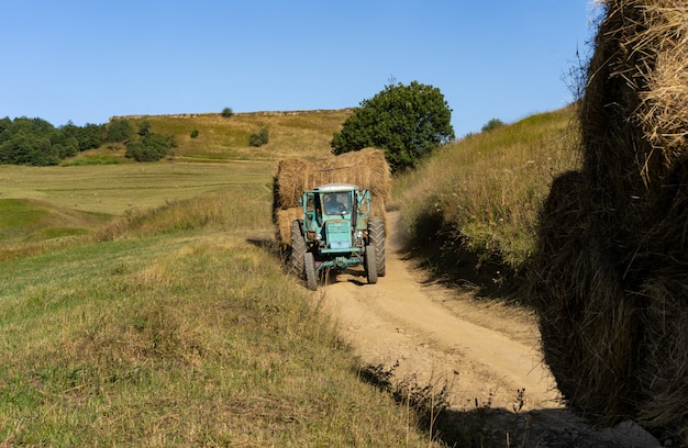 Transport de foin en voiture