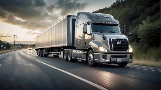 Photo le transport logistique de marchandises par camion sur l'autoroute 3d et l'illustration