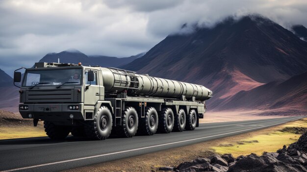 Photo transport d'un missile de croisière supersonique par un véhicule de ravitaillement