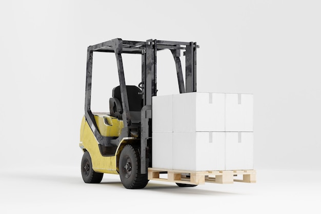 Transport pour la livraison avec des boîtes sur fond blanc rendu 3d