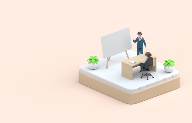 Travail de bureau 3D Illustration 3D