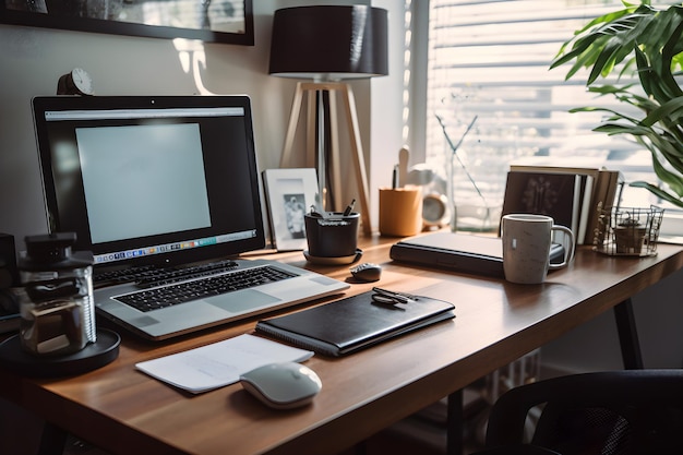 Travail à domicile confortable généré par l'IA