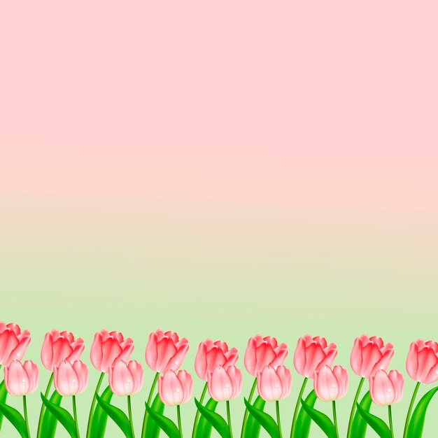 Travail de fond avec illustration d'invitation de carte postale de fleurs de tulipes