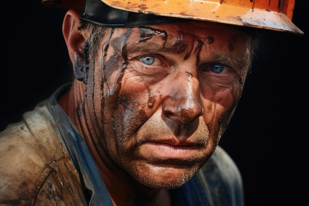 Photo travail mineur face masculine personne industrielle occupation de charbon sale travail noir dur