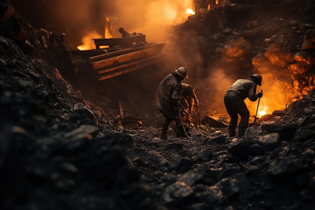 Le travail travaille dans la mine de charbon Le concept de la journée du travail