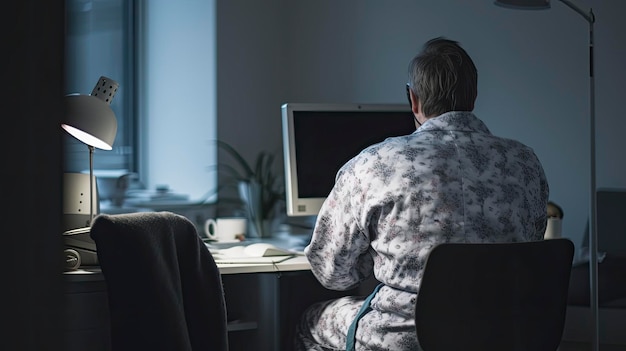 Travailler dans un bureau en pyjama