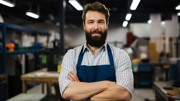 Travailleur adulte caucasien à la barbe attrayante