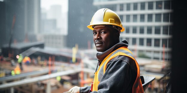 Travailleur de construction sur un chantier urbain