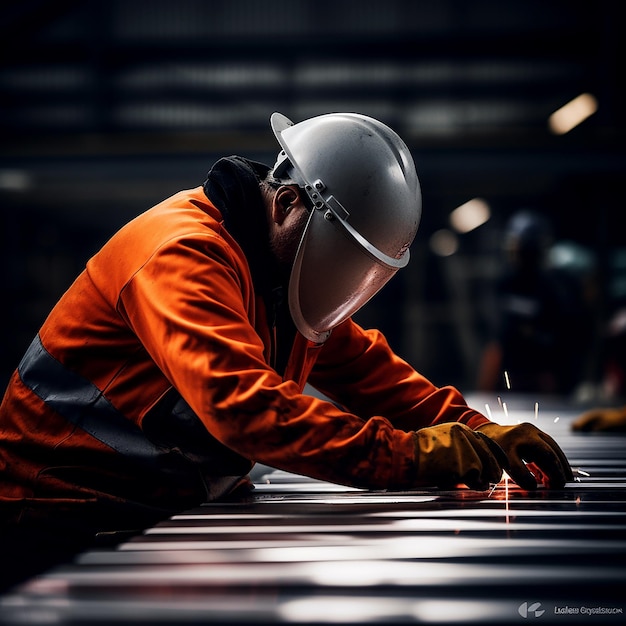 Travailleur dans une usine de profilage de feuilles de métal