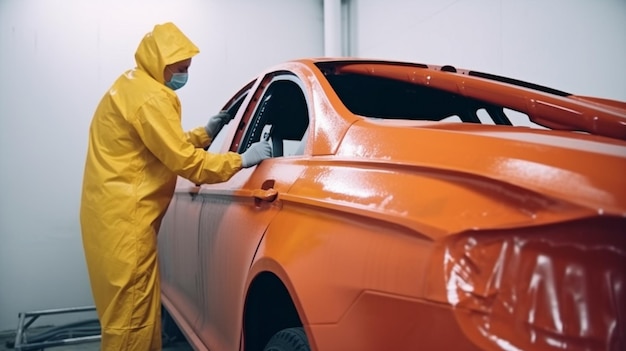 Un travailleur de l'IA générative dans un respirateur traite la voiture