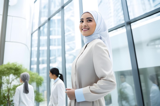 travailleur musulman dans l'industrie technologique sourire fond de construction d'entreprise