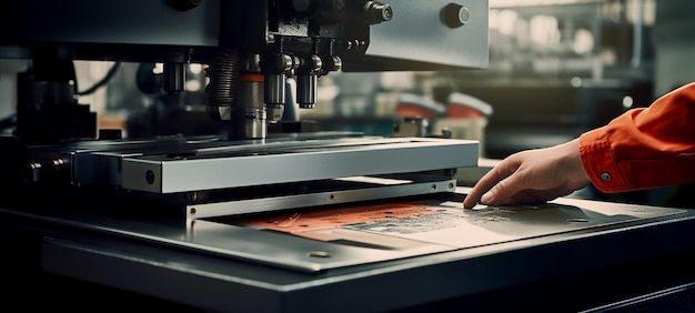 Travailleur opérant une machine de presse de feuilles métalliques