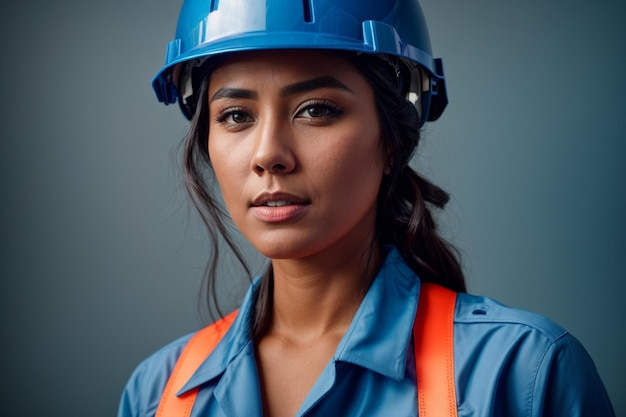 Travailleur professionnel en vêtements réfléchissants et casque de sécurité debout vue de face