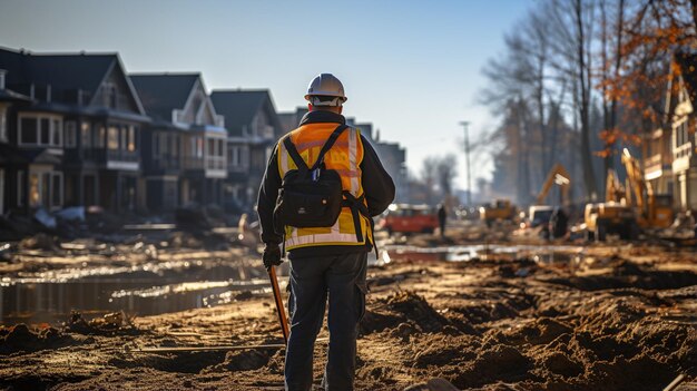 Photo travailleurs sur un chantier de construction la nuit avec une grue