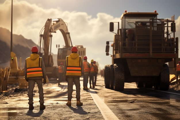 Travailleurs de la construction routière