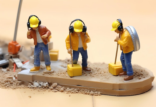 Photo travailleurs de la construction travaillant en équipe