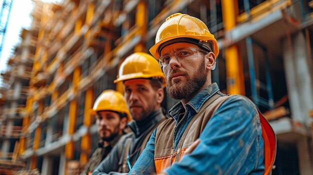 Travailleurs du secteur de la construction sur un chantier de construction