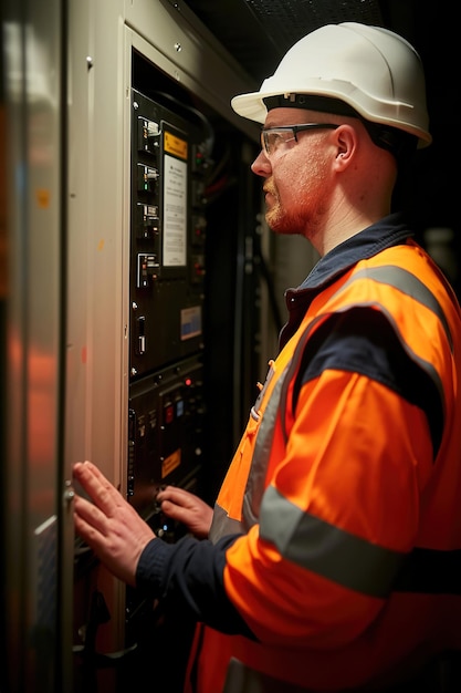 Les travailleurs inspectent d'énormes réseaux de batteries stockant l'énergie renouvelable excédentaire et assurant l'approvisionnement en électricité dans
