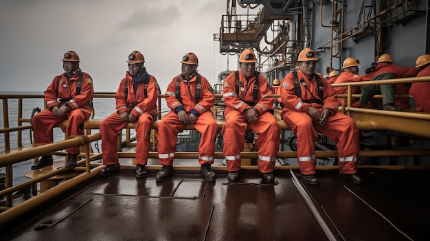 Travailleurs offshore de l'IA générative sur une plate-forme pétrolière