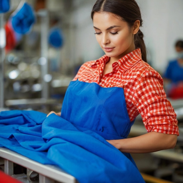 Travailleuse bleue Vêtements Fabrication dans une usine de vêtements