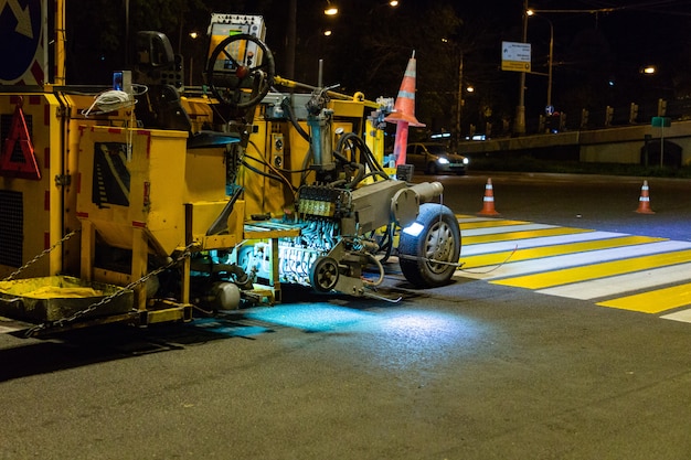 Photo travaux routiers de nuit