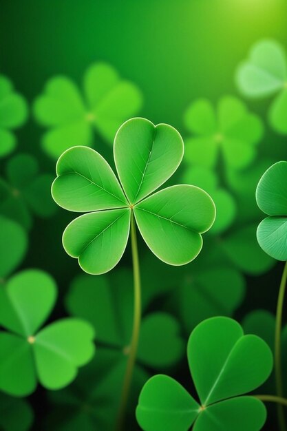 Un trèfle à feuilles vertes Joyeux jour de Saint-Patrick