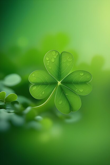 Un trèfle à feuilles vertes Joyeux jour de Saint-Patrick