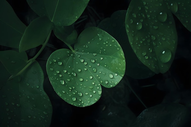 Trèfle à quatre feuilles avec gouttes réseau neuronal ai généré