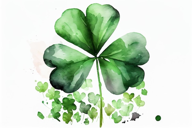 Trèfle à quatre feuilles isolé sur fond blanc St Patrick's day Generative AI