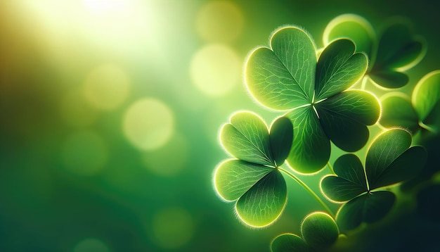 Le trèfle de trèfle vert laisse un fond naturel de printemps vert le jour de la Saint-Patrick