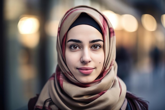 Une très belle jeune femme avec un hijab couvrant sa tête Generative AI