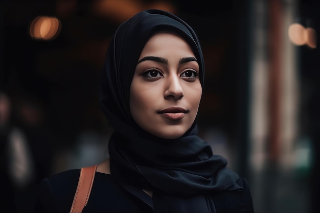 Une très belle jeune femme avec un hijab couvrant sa tête Generative AI