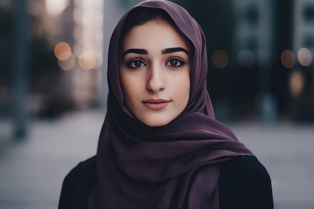 Une très belle jeune femme avec un hijab couvrant sa tête Generative AI