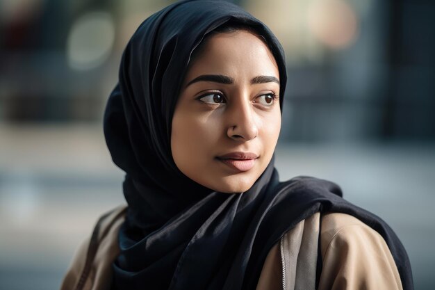 Une très belle jeune femme avec un hijab couvrant sa tête Generative AI