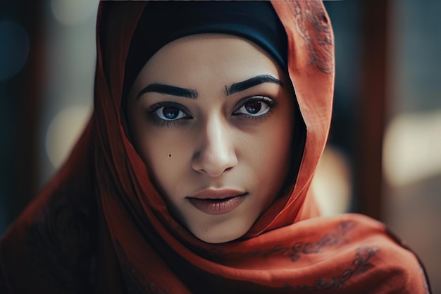 Une très belle jeune femme avec un hijab couvrant sa tête Generative AI