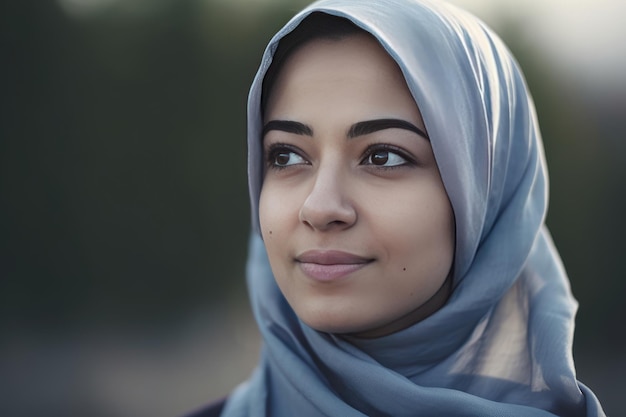 Une très belle jeune femme avec un hijab couvrant sa tête Generative AI