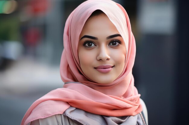 Une très belle jeune femme avec un hijab couvrant sa tête Generative AI