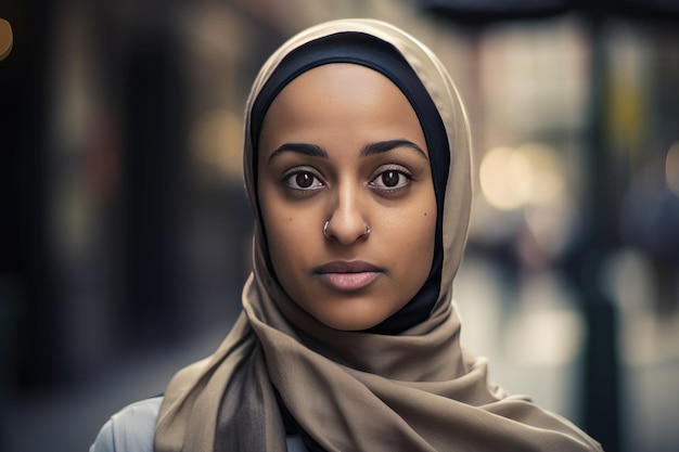Une très belle jeune femme avec un hijab couvrant sa tête Generative AI