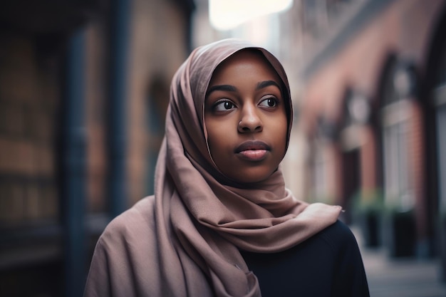 Une très belle jeune femme avec un hijab couvrant sa tête Generative AI