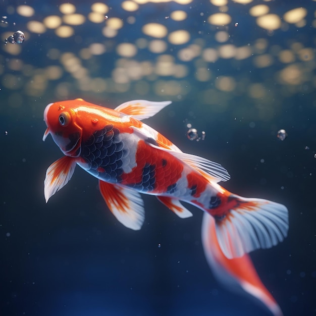 Très belles photos de poissons de bassin koi AI générative